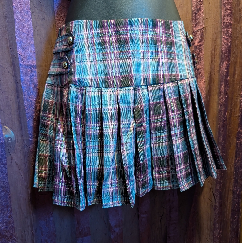 Pink Purple Blue Plaid Skirt Skort Anime Japan Festival Con Rave Dance Pastel